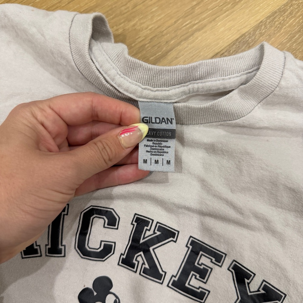 Gildan Tan Crop Tee with Black Mickey Graphic - Picture 3 of 3
